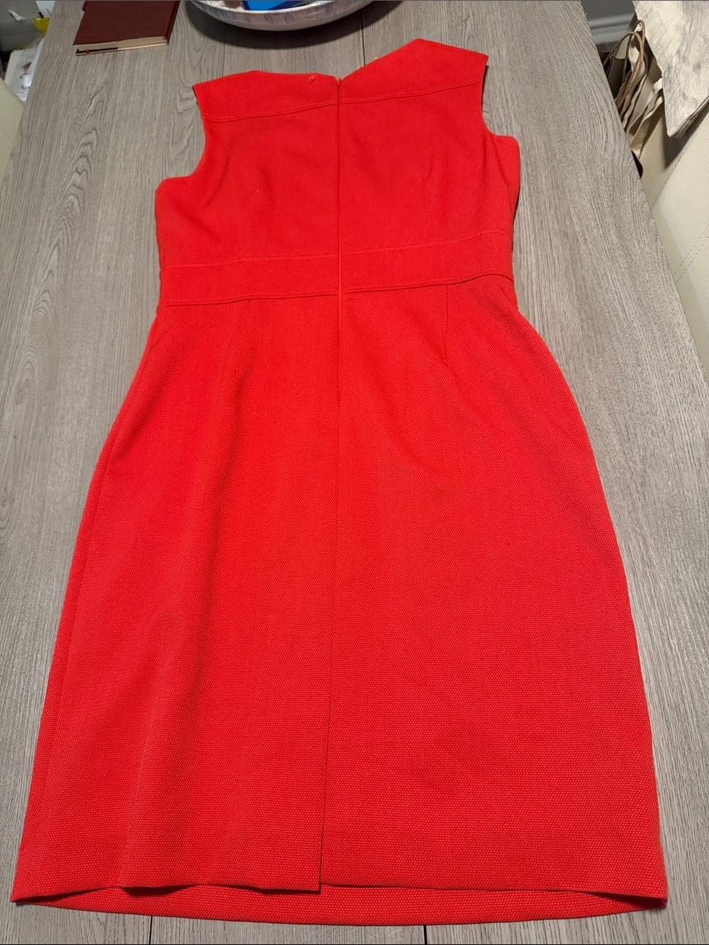 Tahari Vibrant Red Sleeveless Sheath Dress with Metal Waist Accent - Picture 2 of 2